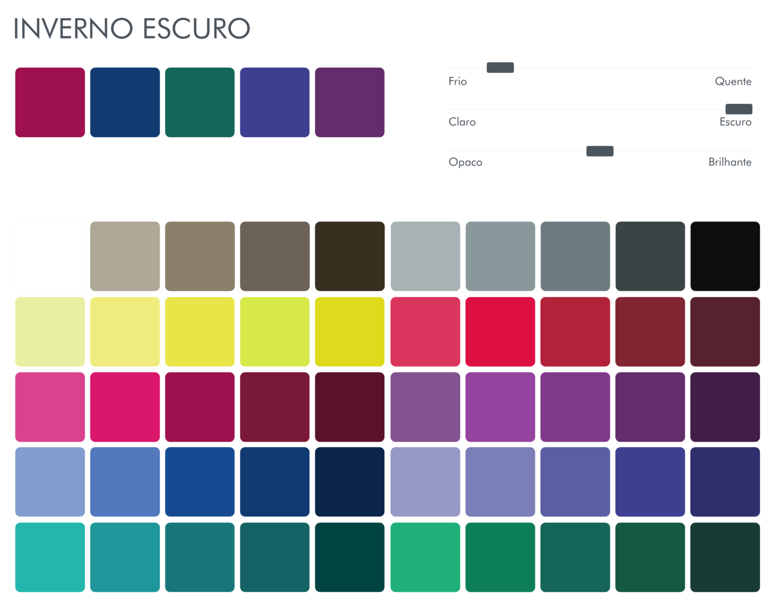 Especial Cartela de Cores Inverno Escuro Fixbitt